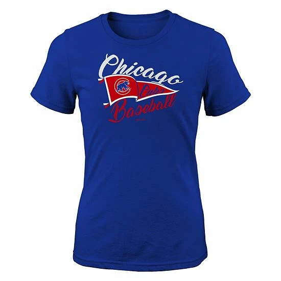Outerstuff Girls Youth Royal Chicago Cubs Team Fly The Flag T-Shirt 3 Outerstuff Girls Youth Royal Chicago Cubs Team Fly The Flag T-Shirt