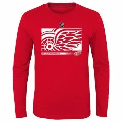Outerstuff Youth Red Detroit Red Wings Authentic Pro Secondary Logo Long Sleeve T-Shirt