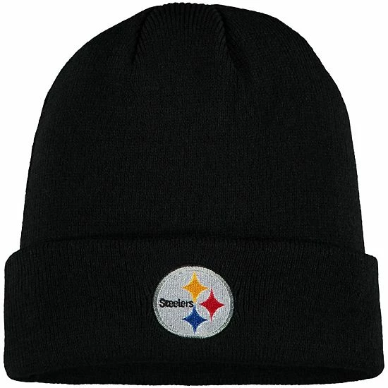 Outerstuff Youth Black Pittsburgh Steelers Basic Cuffed Knit Hat 3 Outerstuff Youth Black Pittsburgh Steelers Basic Cuffed Knit Hat