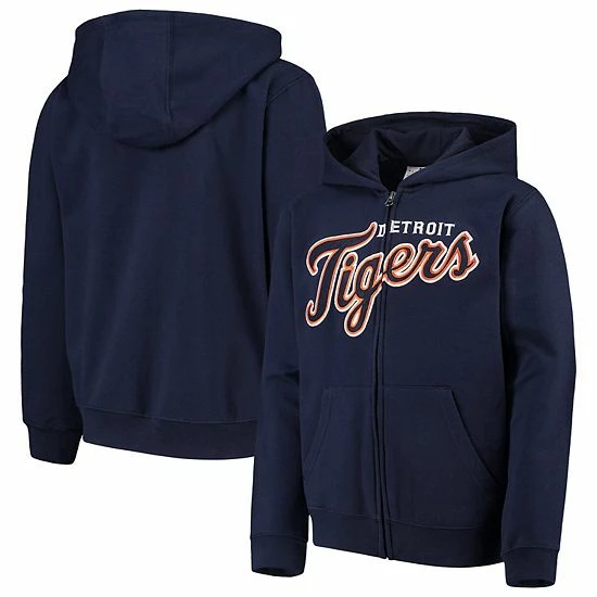 Outerstuff Youth Navy Detroit Tigers Team Color Wordmark Full-Zip Hoodie 3 Outerstuff Youth Navy Detroit Tigers Team Color Wordmark Full-Zip Hoodie