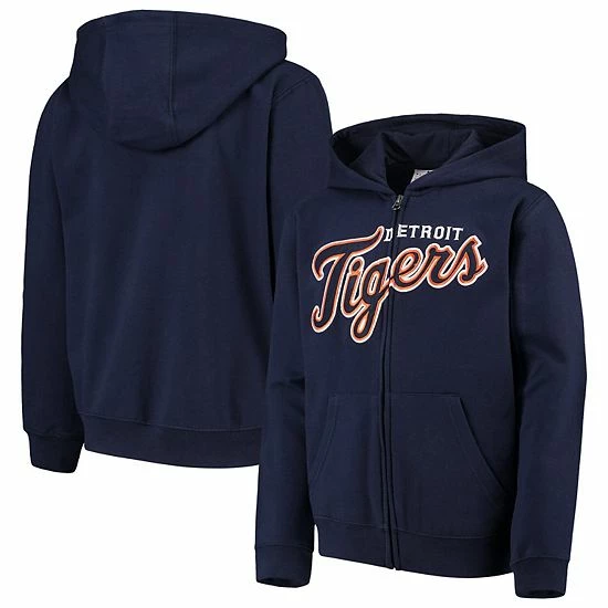 Outerstuff Youth Navy Detroit Tigers Team Color Wordmark Full-Zip Hoodie 4 Outerstuff Youth Navy Detroit Tigers Team Color Wordmark Full-Zip Hoodie - Image 2