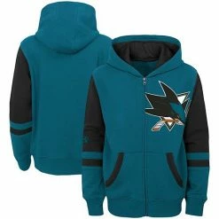 Outerstuff Youth Teal San Jose Sharks Faceoff Colorblocked Fleece Full-Zip Hoodie Jacket
