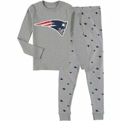 Outerstuff Youth Heathered Gray New England Patriots Long Sleeve T-Shirt & Pants Sleep Set
