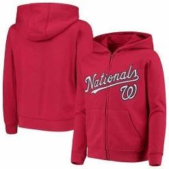Outerstuff Youth Red Washington Nationals Team Color Wordmark Full-Zip Hoodie