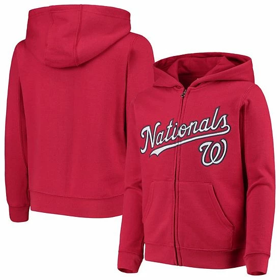 Outerstuff Youth Red Washington Nationals Team Color Wordmark Full-Zip Hoodie 3 Outerstuff Youth Red Washington Nationals Team Color Wordmark Full-Zip Hoodie