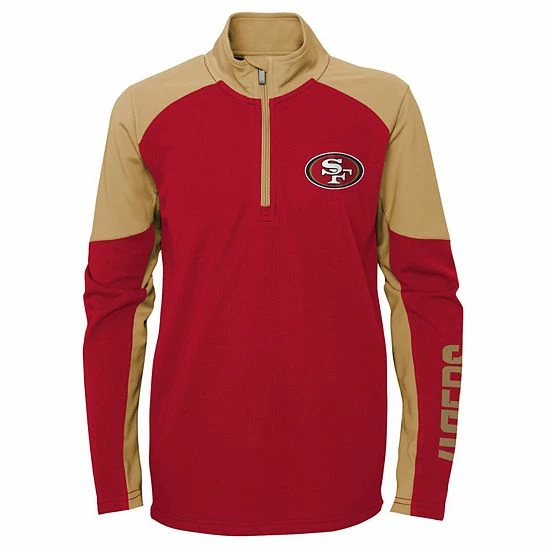 Outerstuff Youth Scarlet/Gold San Francisco 49ers Audible Quarter-Zip Jacket 5 Outerstuff Youth Scarlet/Gold San Francisco 49ers Audible Quarter-Zip Jacket - Image 3