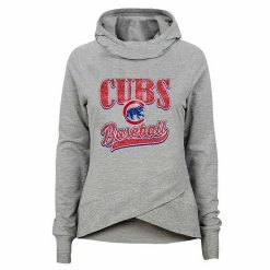 Outerstuff Girls Youth Heathered Gray Chicago Cubs America's Team Raglan Pullover Hoodie