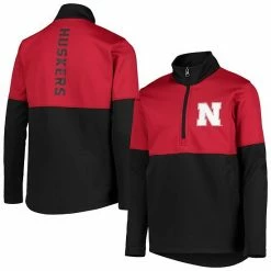 Outerstuff Youth Scarlet/Black Nebraska Huskers Quick Snap Spine Print Quarter-Zip Jacket