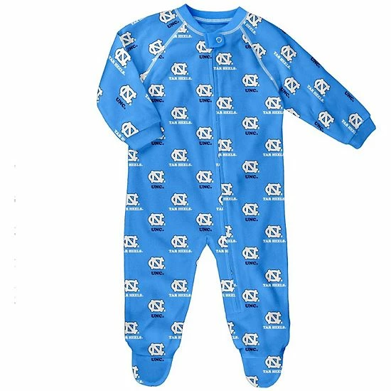 Outerstuff Newborn & Infant Carolina Blue North Carolina Tar Heels Allover Print Raglan Full-Zip Sleeper 3 Outerstuff Newborn & Infant Carolina Blue North Carolina Tar Heels Allover Print Raglan Full-Zip Sleeper