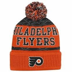 Outerstuff Youth Orange Philadelphia Flyers Puck Pattern Cuffed Knit Hat With Pom -Outerstuff shop unnamed file 2239