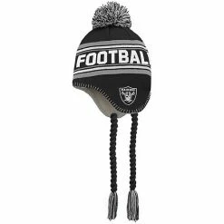 Outerstuff Youth Black/Silver Oakland Raiders Jacquard Tassel Knit Hat With Pom