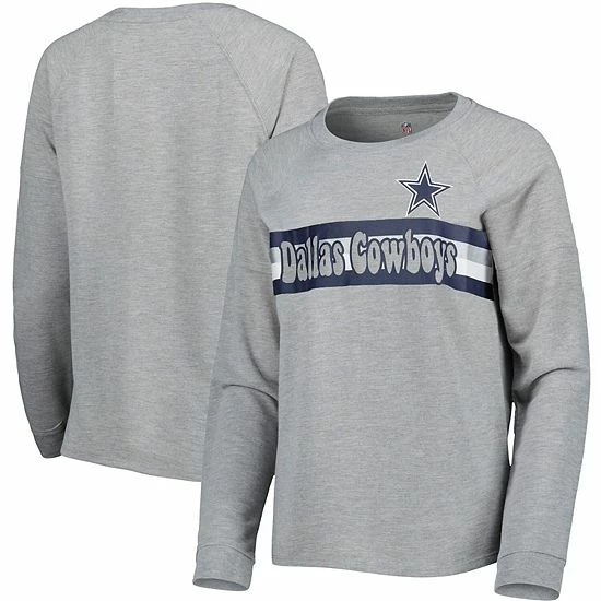 Outerstuff Juniors Heathered Gray Dallas Cowboys All Striped Up Raglan Long Sleeve T-Shirt 4 Outerstuff Juniors Heathered Gray Dallas Cowboys All Striped Up Raglan Long Sleeve T-Shirt - Image 2