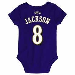 Outerstuff Infant Lamar Jackson Purple Baltimore Ravens Mainliner Name & Number Bodysuit -Outerstuff shop unnamed file 2349