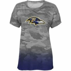 Outerstuff Juniors Gray/Purple Baltimore Ravens Beth Camo Dip-Dye T-Shirt