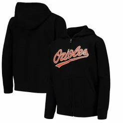 Outerstuff Youth Black Baltimore Orioles Team Color Wordmark Full-Zip Hoodie -Outerstuff shop unnamed file 236