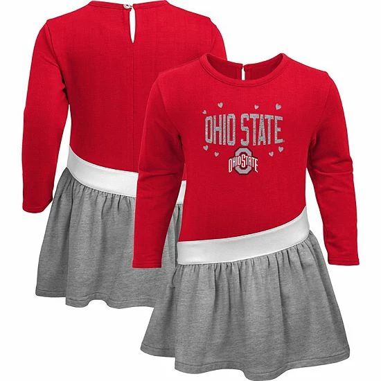 Outerstuff Toddler Scarlet Ohio State Buckeyes Heart To Heart French Terry Dress 4 Outerstuff Toddler Scarlet Ohio State Buckeyes Heart To Heart French Terry Dress - Image 2