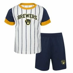 Outerstuff Toddler White/Navy Milwaukee Brewers Position Player T-Shirt & Shorts Set