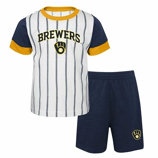 Outerstuff Toddler White/Navy Milwaukee Brewers Position Player T-Shirt & Shorts Set 3 Outerstuff Toddler White/Navy Milwaukee Brewers Position Player T-Shirt & Shorts Set