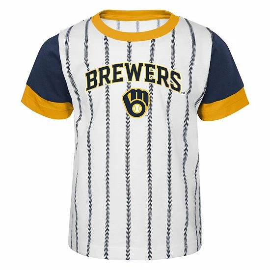 Outerstuff Toddler White/Navy Milwaukee Brewers Position Player T-Shirt & Shorts Set 5 Outerstuff Toddler White/Navy Milwaukee Brewers Position Player T-Shirt & Shorts Set - Image 3