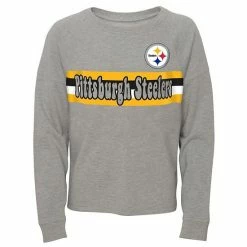 Outerstuff Juniors Heathered Gray Pittsburgh Steelers All Striped Up Raglan Long Sleeve T-Shirt