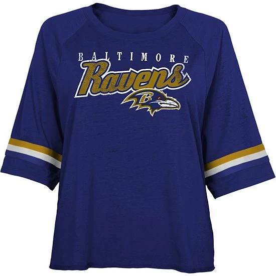 Outerstuff Juniors Purple Baltimore Ravens Burnout Raglan Half-Sleeve T-Shirt 3 Outerstuff Juniors Purple Baltimore Ravens Burnout Raglan Half-Sleeve T-Shirt