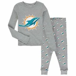 Outerstuff Youth Heathered Gray Miami Dolphins Long Sleeve T-Shirt & Pants Sleep Set