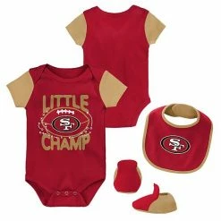 Alternative view of Outerstuff Newborn & Infant Scarlet/Gold San Francisco 49ers Little Champ Three-Piece Bodysuit Bib & Booties Set