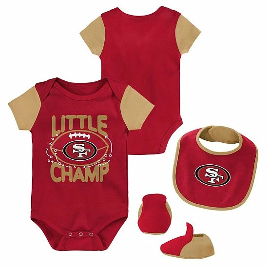 Outerstuff Newborn & Infant Scarlet/Gold San Francisco 49ers Little Champ Three-Piece Bodysuit Bib & Booties Set 4 Outerstuff Newborn & Infant Scarlet/Gold San Francisco 49ers Little Champ Three-Piece Bodysuit Bib & Booties Set - Image 2