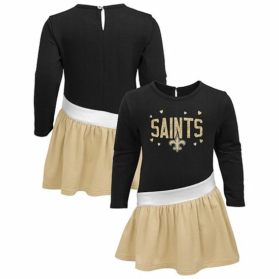 Outerstuff Girls Infant Black/Gold New Orleans Saints Heart To Heart Jersey Tri-Blend Dress 4 Outerstuff Girls Infant Black/Gold New Orleans Saints Heart To Heart Jersey Tri-Blend Dress - Image 2