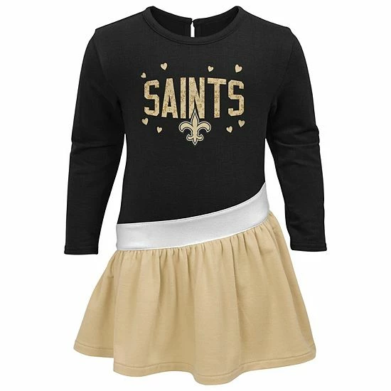 Outerstuff Girls Infant Black/Gold New Orleans Saints Heart To Heart Jersey Tri-Blend Dress 5 Outerstuff Girls Infant Black/Gold New Orleans Saints Heart To Heart Jersey Tri-Blend Dress - Image 3