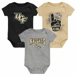 Outerstuff Infant Black/Gold/Heathered Gray UCF Knights 3-Pack Game On Bodysuit Set