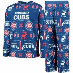 Outerstuff Youth Royal Chicago Cubs Allover Print Long Sleeve T-Shirt & Pants Sleep Set