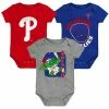 Outerstuff Newborn & Infant Red/Royal/Gray Philadelphia Phillies Change Up 3-Pack Bodysuit Set