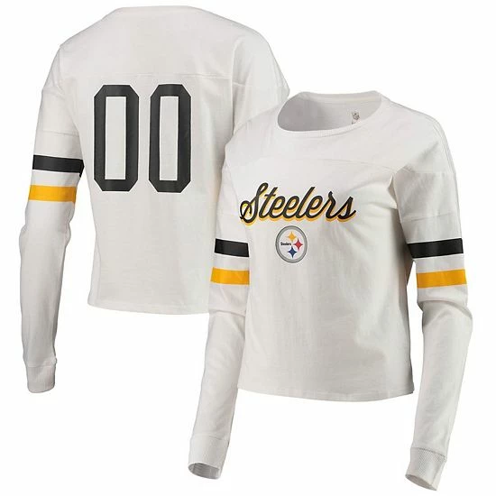 Outerstuff Juniors White Pittsburgh Steelers Carli Crop Long Sleeve T-Shirt 3 Outerstuff Juniors White Pittsburgh Steelers Carli Crop Long Sleeve T-Shirt