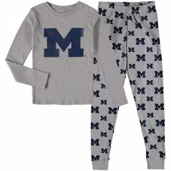 Outerstuff Youth Heathered Gray Michigan Wolverines Long Sleeve T-Shirt & Pant Sleep Set