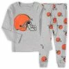 Outerstuff Preschool Heathered Gray Cleveland Browns Team Long Sleeve T-Shirt & Pants Sleep Set