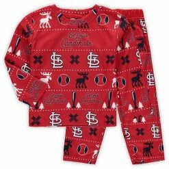Outerstuff Toddler Red St. Louis Cardinals Allover Print Long Sleeve T-Shirt & Pants Sleep Set