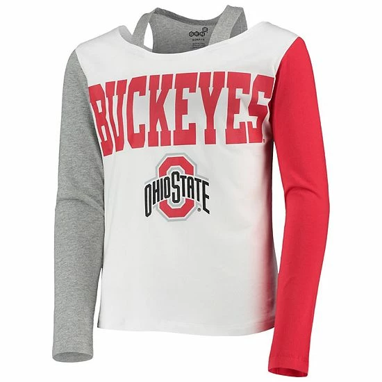 Outerstuff Girls Youth White Ohio State Buckeyes Twofer Long Sleeve T-Shirt 5 Outerstuff Girls Youth White Ohio State Buckeyes Twofer Long Sleeve T-Shirt - Image 3