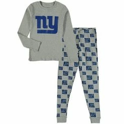 Outerstuff Youth Heathered Gray New York Giants Long Sleeve T-Shirt & Pants Sleep Set