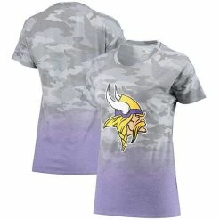Outerstuff Juniors Gray/Purple Minnesota Vikings Beth Camo Dip-Dye T-Shirt