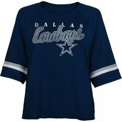 Outerstuff Juniors Navy Dallas Cowboys Burnout Raglan Half-Sleeve T-Shirt