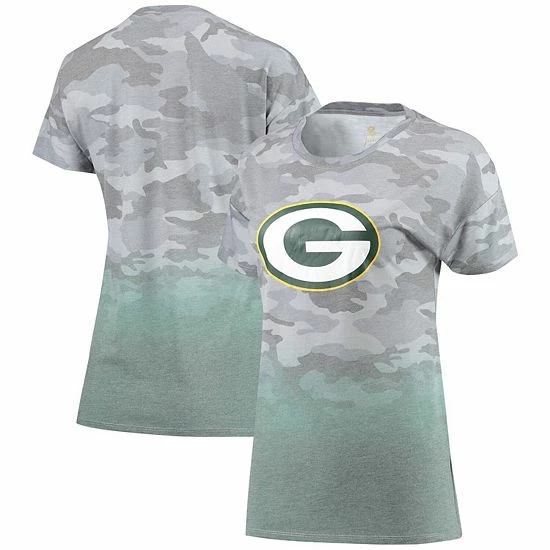 Outerstuff Juniors Gray/Green Green Bay Packers Beth Camo Dip-Dye T-Shirt 3 Outerstuff Juniors Gray/Green Green Bay Packers Beth Camo Dip-Dye T-Shirt