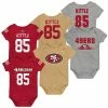 Outerstuff Newborn & Infant George Kittle Scarlet/Gold/Heathered Gray San Francisco 49ers Name & Number Three-Pack Bodysuit Set