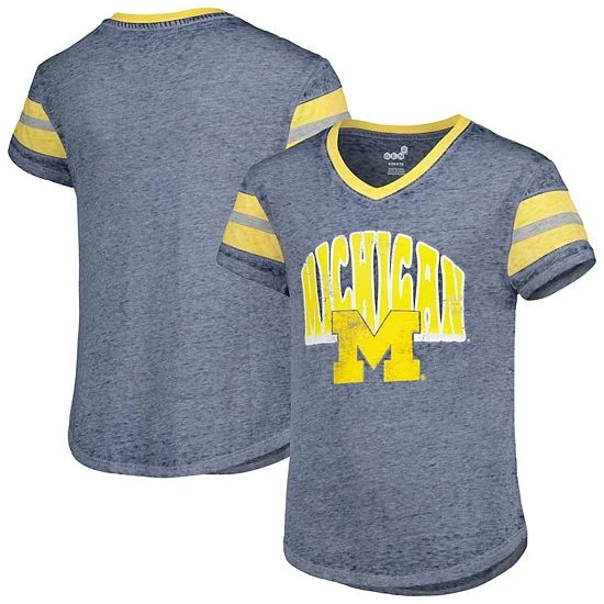 Outerstuff Youth Navy Michigan Wolverines Catch The Wave V-Neck T-Shirt 4 Outerstuff Youth Navy Michigan Wolverines Catch The Wave V-Neck T-Shirt - Image 2
