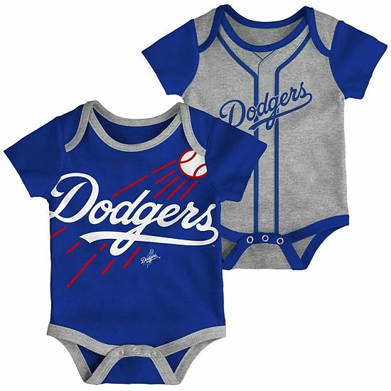 Outerstuff Infant Royal/Heathered Gray Los Angeles Dodgers Double 2-Pack Bodysuit Set 3 Outerstuff Infant Royal/Heathered Gray Los Angeles Dodgers Double 2-Pack Bodysuit Set