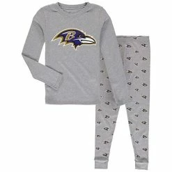 Outerstuff Preschool Heathered Gray Baltimore Ravens Long Sleeve T-Shirt & Pants Sleep Set