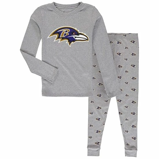 Outerstuff Preschool Heathered Gray Baltimore Ravens Long Sleeve T-Shirt & Pants Sleep Set 3 Outerstuff Preschool Heathered Gray Baltimore Ravens Long Sleeve T-Shirt & Pants Sleep Set