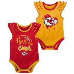 Outerstuff Girls Newborn Yellow/Red Kansas City Chiefs Two-Pack Touchdown Bodysuit Set