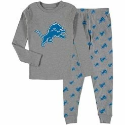 Outerstuff Preschool Heathered Gray Detroit Lions Long Sleeve T-Shirt & Pants Sleep Set