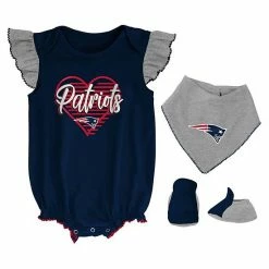 Outerstuff Girls Newborn & Infant Navy/Heathered Gray New England Patriots All The Love Bodysuit Bib & Booties Set